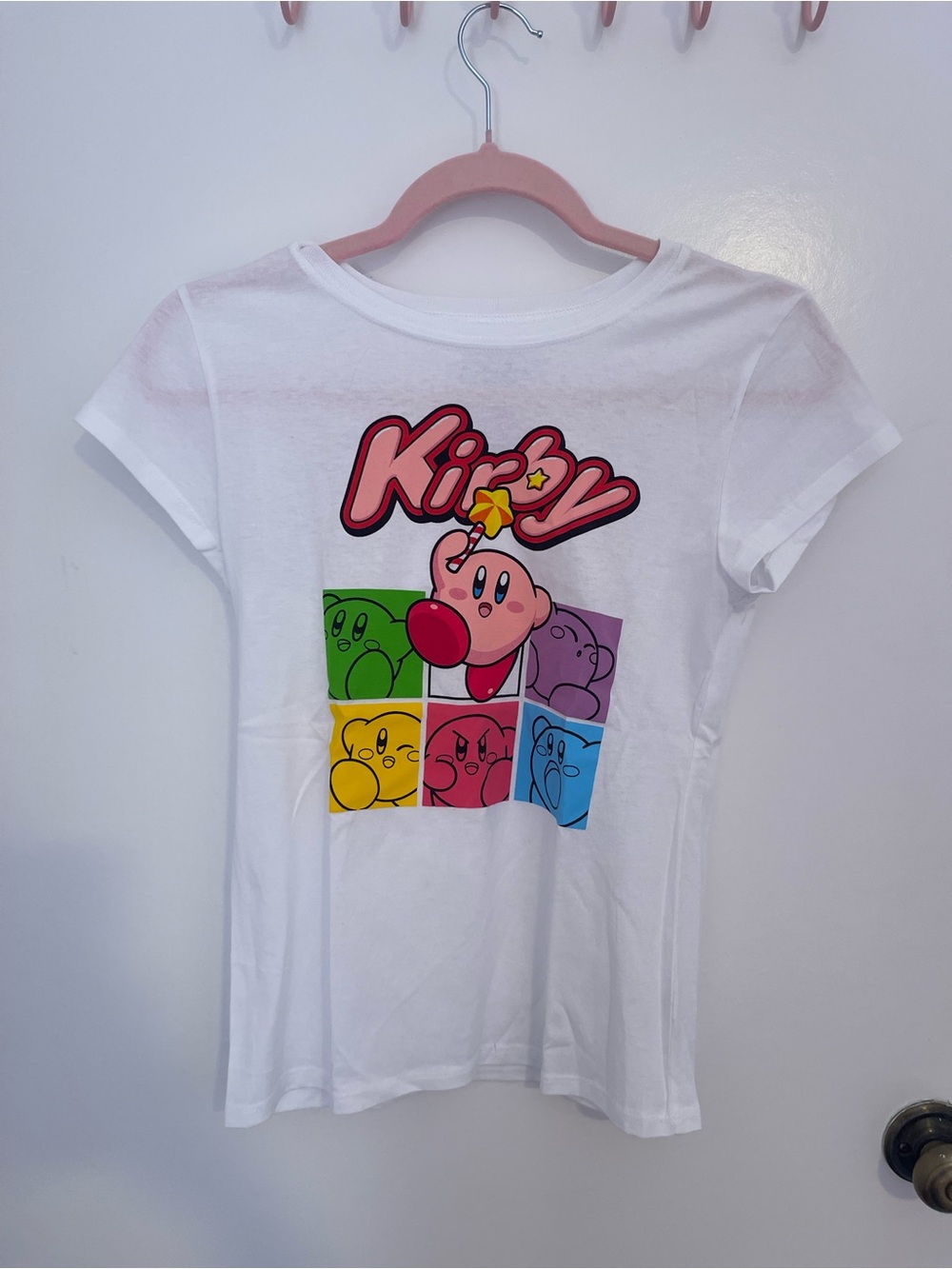Nintendo White Kirby Color Block Graphic Tee
